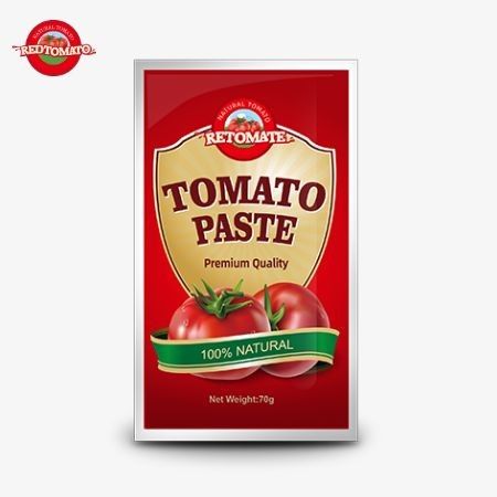 Płaskie torebki z 70 g pasty pomidorowej w cenie fabrycznej dostępne w zakresie czystości od 30% do 100%