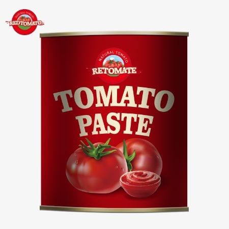 800 g puszkowanej pasty pomidorowej, która spełnia międzynarodowe normy jakości i bezpieczeństwa, obejmujące ISO HACCP, BRC i FDA