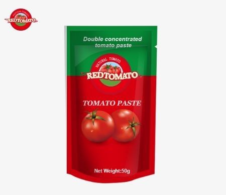 50g pasty pomidorowej stand-up sachet spełnia normy ISO HACCP i BRC