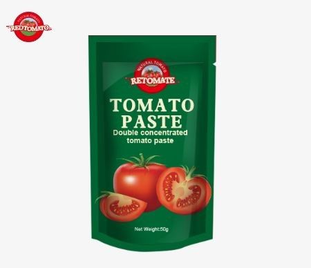 Nasz 50g stand-up sachet z pasty pomidorowej spełnia standardy ISO HACCP i BRC zapewniając przestrzeganie cen fabrycznych