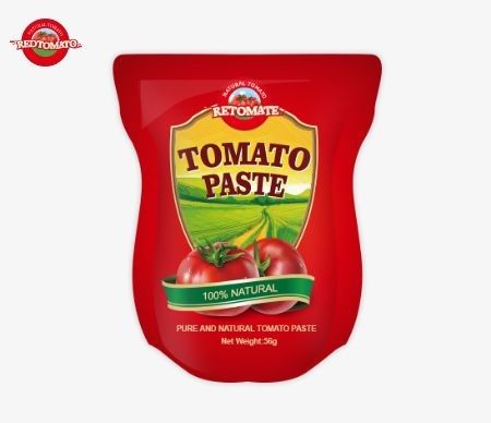 56 g pasty pomidorowej stand sachet / płaskie torebki z koncentracją 28-30% 22-24% i 18-20%