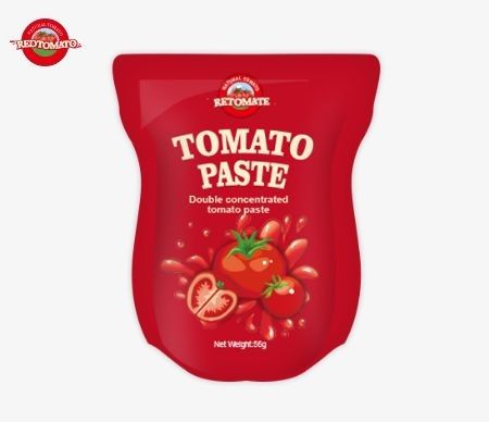 Sprzedaż hurtowa pasta pomidorowa stand-up sachet oferowana w wariantach 56g i 70g, zapewnia czysty produkt bez żadnych dodatków