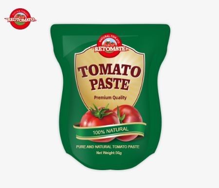 Wielkoletnia pasta pomidorowa stand-up sachet dostępna w 56g rozmiarach zapewnia czysty produkt bez żadnych dodatków