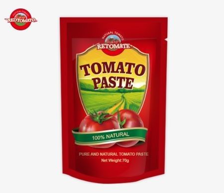 Premium 70g sachetów z pasty pomidorowej podwójnie skoncentrowane dostępne w płaskich i stojących wzorach