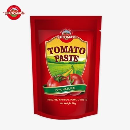 80 g podwójnie skoncentrowanej pasty pomidorowej pakowanej w zestawie z poziomem czystości w zakresie od 30% do 100%
