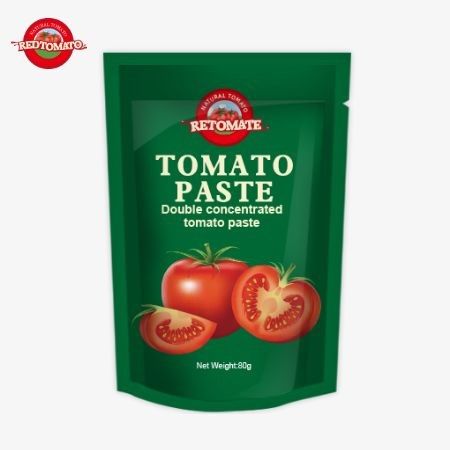 80 g stand-up torebki z podwójnie skoncentrowanej pasty pomidorowej z poziomem czystości od 30% do 100%