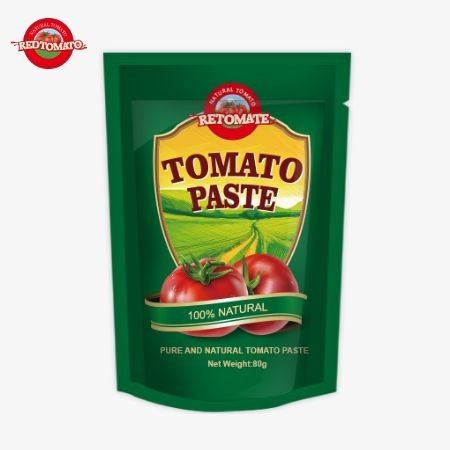 80 g stand-up worek z podwójnie skoncentrowanej pasty pomidorowej jest oferowany z poziomem czystości waha się od 30% do 100%