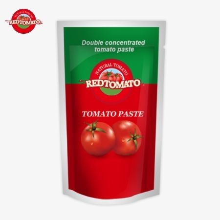 OEM 100g stand-up sachet z podwójnie skoncentrowaną pastą pomidorową oferującą poziomy czystości w zakresie od 30% do 100%
