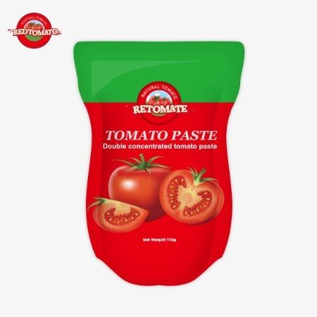 Fabryka pasty pomidorowej produkuje 113g torbek stand-up zgodnie z normami produkcji ISO HACCP BRC i FDA