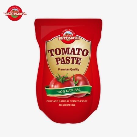 140 g stand-up sachet z słodko-kwaśnej pasty pomidorowej, o czystości od 22% do 30%