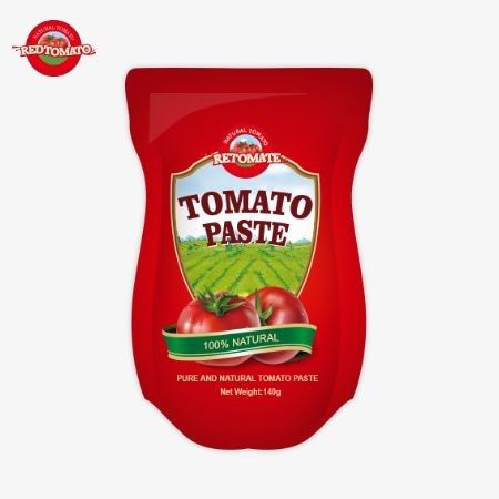 140 g stand-up sachet z słodko-kwaśnej pasty pomidorowej, o czystości od 22% do 30%