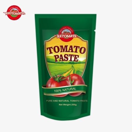 200 g stand-up sachet z pasty pomidorowej spełnia normy ISO HACCP i BRC zapewniające zgodność z cenami fabrycznymi