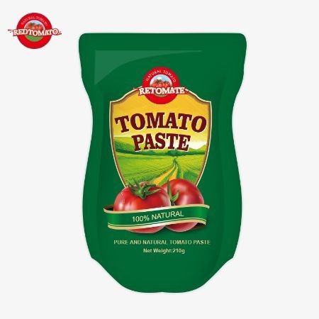 210g pasta pomidorowa stand-up sachet spełnia normy produkcji ISO HACCP BRC i FDA