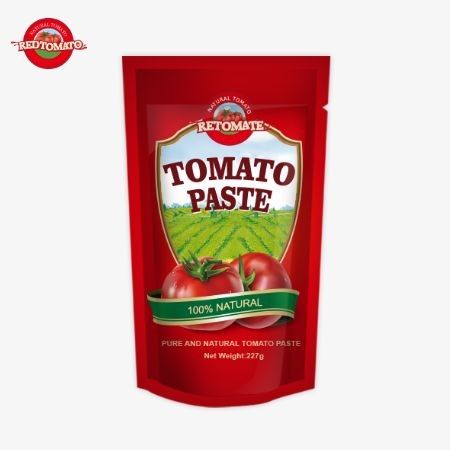 ISO Pouch Tomato Paste 227g Podwójnie skoncentrowana pasta pomidorowa o poziomie czystości od 30% do 100%
