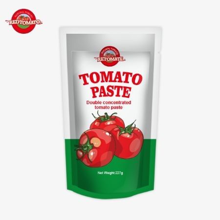 ISO Pouch Tomato Paste 227g, podwójnie skoncentrowana pasta pomidorowa o poziomie czystości od 30% do 100%