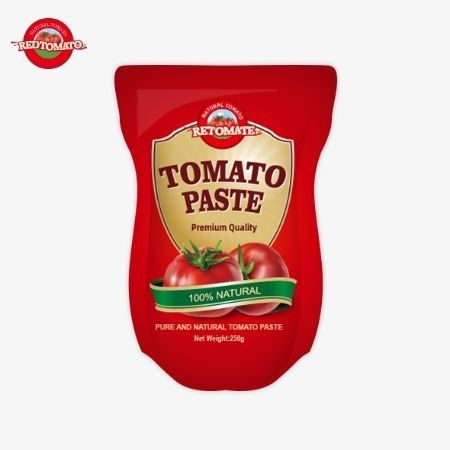 250 g słodkiej i ozdobnej pasty pomidorowej wygodnie zapakowanej w stand-up sachet z czystością w zakresie od 30% do 100%.