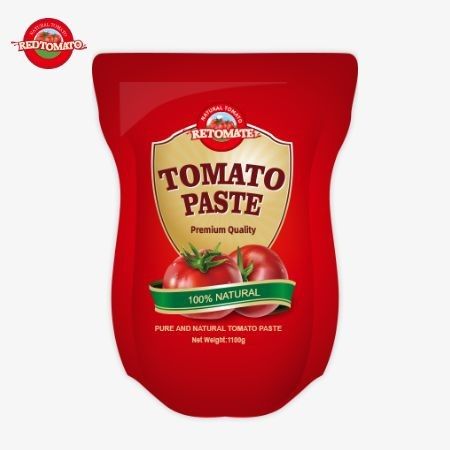 1100g stand-up sachet z pasty pomidorowej spełnia normy ISO HACCP i BRC dla zgodności z cenami fabrycznymi