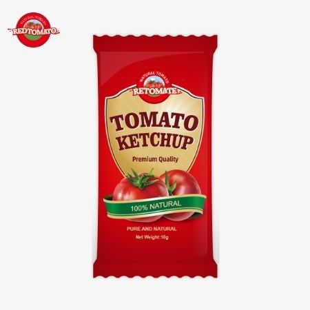 10g sachetu ketchupu z słodko-kwaśnym smakiem i czystym naturalnym smakiem