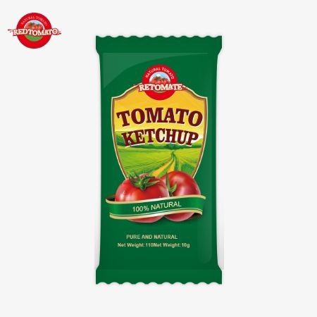 10g sachetu ketchupu pomidorowego zapewnia słodki i bogaty smak, wykorzystując naturalne składniki, oferowane w cenie fabrycznej