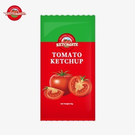 Mała torba z ketchupem pomidorowym 30g spełnia standardy ISO HACCP BRC i FDA