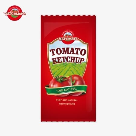 OEM Mały worek ketchupu pomidorowego 30g z czystym naturalnym aromatem, zgodny z normami ISO HACCP BRC i FDA