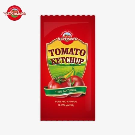 OEM 30g sachet z ketchupem pomidorowym z czystym naturalnym aromatem zgodny ze standardami ISO HACCP BRC i FDA