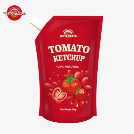 Certyfikowany przez ISO 56g sachet ketchup o czystym naturalnym smaku spełnia międzynarodowe standardy produkcji