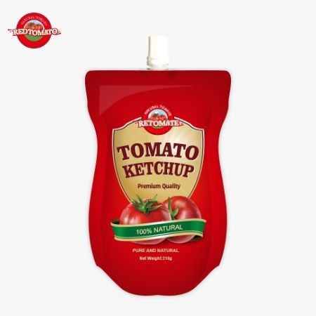 Produkcja 210 g torebki ketchupu w zakładzie OEM oferującym czysty naturalny smak