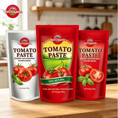 200 g stand-up sachet podwójnie skoncentrowana pasta pomidorowa z certyfikatem FDA i Brix 28-30%