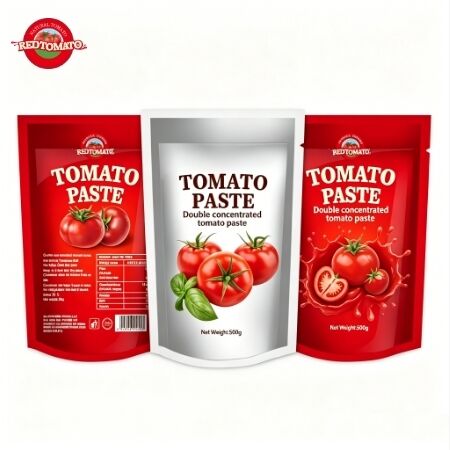 Dwukrotnie skoncentrowana pasta pomidorowa w podniesionych workach 500 g dla wygodnego użytku