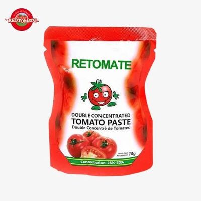 Chińska fabryka wysokiej jakości, wygodna pasta pomidorowa w walizce stojąca 50g podwójnie skoncentrowana.