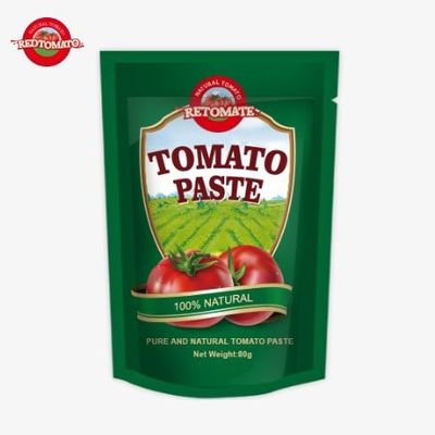 80g podniesionej torebki z podwójnie skoncentrowanej pasty pomidorowej jest dostępna z poziomem czystości od 30% do 100%