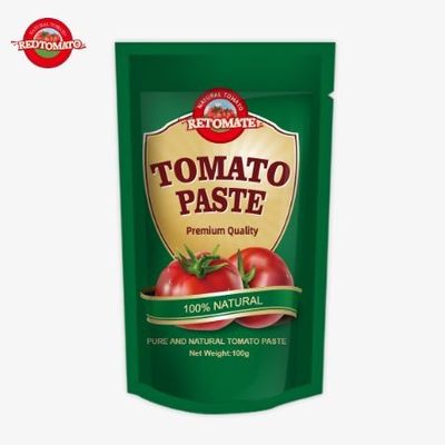 OEM Stand Up Sachet z 100g podwójnej skoncentrowanej pasty pomidorowej o czystości od 30% do 100%