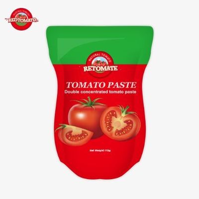 Fabryka pasty pomidorowej produkuje 113g torbek stand-up zgodnie z normami produkcji ISO HACCP BRC i FDA