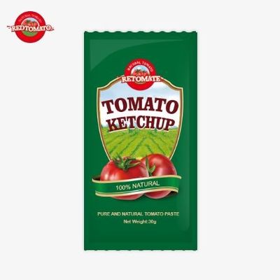 OEM Mały worek Ketchup pomidorowy 30g Słodki i kwaśny smak Czyste naturalny smak ISO HACCP BRC Standardy FDAl