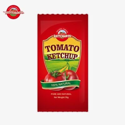 OEM 30g sachet z ketchupem pomidorowym z czystym naturalnym aromatem zgodny ze standardami ISO HACCP BRC i FDA