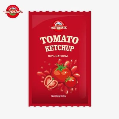 36g OEM Tomato Ketchup Sachet z czystym naturalnym smakiem spełnia normy ISO HACCP BRC i FDA