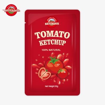 Światowa dystrybucja specjalnych 50g torebek z keczupem wysokiej jakości i certyfikowanych przez ISO HACCP i FDA