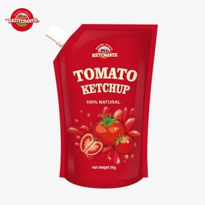 Certyfikowany przez ISO 56g sachet ketchup o czystym naturalnym smaku spełnia międzynarodowe standardy produkcji